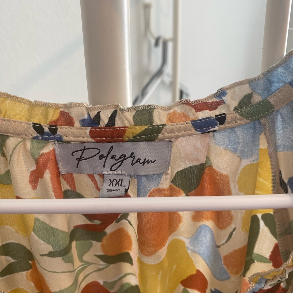 Polagram Cream Floral Button-Front Midi Dress - Picture 3 of 4